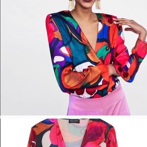 Zara floral print bodysuit